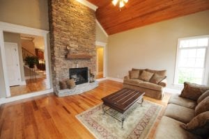 a custom stone fireplace that you can enjoy throughout