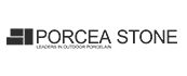 Porcea Stone logo with a geometric black icon and the text 'PORCEA STONE' plus the slogan 'Leaders in Outdoor Porcelain'.