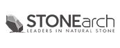 STONEarch logo featuring a gray stone arch icon and the text 'STONEarch' with the tagline 'Leaders in Natural Stone'.